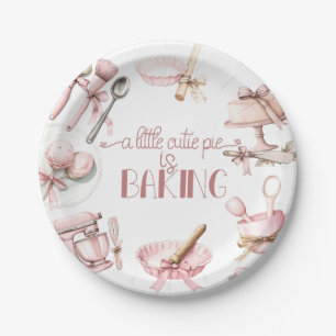 Prato De Papel Cutie Pie   Chá de fraldas de Garota Rosa de Água
