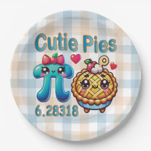 Prato De Papel "Cutie Pies" - Símbolo de Pi Cónico e Pie Pun
