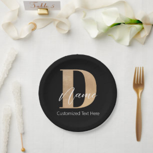 Prato De Papel D & Name Iniciais Monogramados Modernos Personaliz