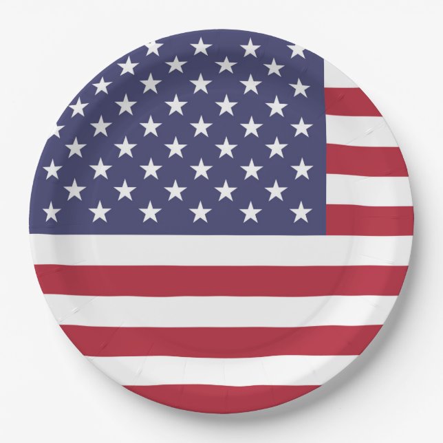 Prato de papel da bandeira dos EUA Estados Unidos  (Frente)