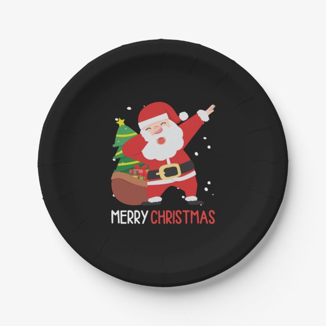 Prato De Papel Dabbing Santa Claus Dab Natal (Frente)