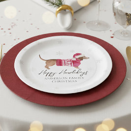 Prato De Papel Dachshund Cachorro Salsicha Aquarela Pet Férias de