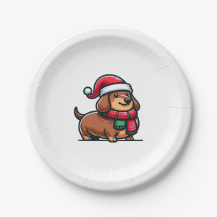 Prato De Papel Dachshund Elegance Christmas Anticipation Classic