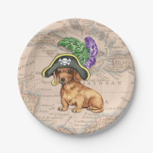 Prato De Papel Dachshund Pirate