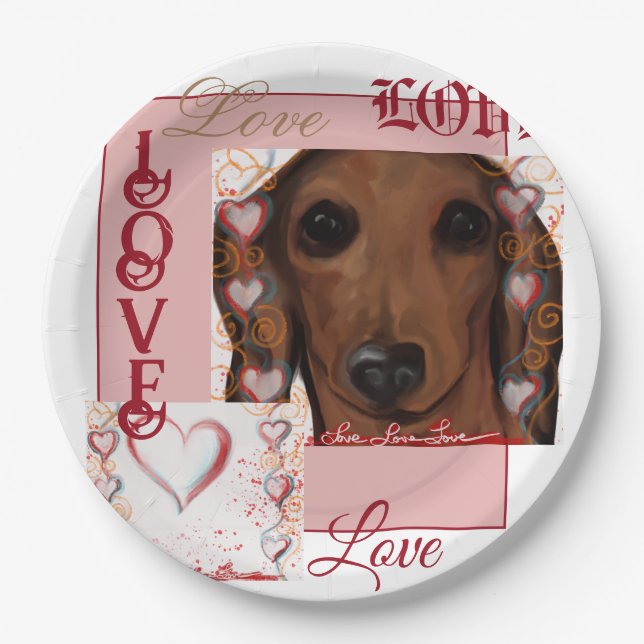 Prato De Papel Dachshund Vermelho      (Frente)