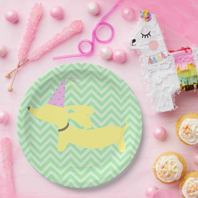 Prato De Papel Dachshund Wiener Dog Party (Festa)