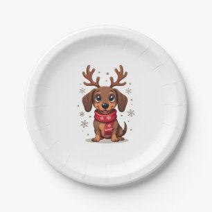 Prato De Papel Dachshund Winter Joy