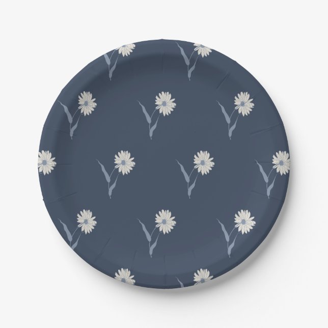 Prato De Papel Dainty Scattered Aster Botanical | Inky Navy (Frente)