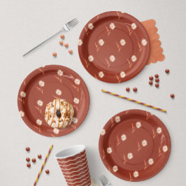 Prato De Papel Dainty Scattered Aster Botanical | Rust Red