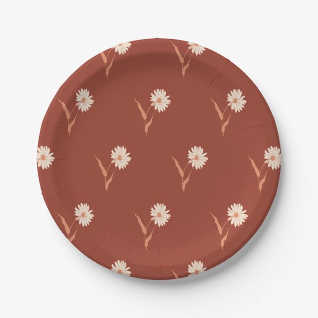 Prato De Papel Dainty Scattered Aster Botanical | Rust Red (Frente)
