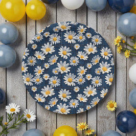 Prato De Papel Daisies on Blue Denim Birthday