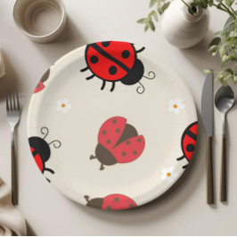 Prato De Papel Daisy and Ladybug Birthday Party Paper Plates