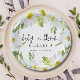 Prato De Papel Daisy Baby in Bloom Chá de fraldas Verão floral