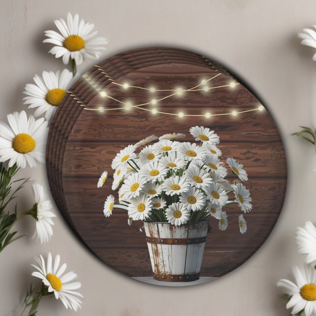 Prato De Papel Daisy Balde Russo no Chá de fraldas Bloom (Criador carregado)