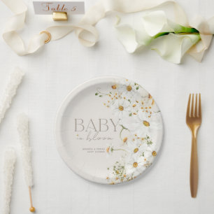 Prato De Papel Daisy Boho Wildflower Baby in Bloom