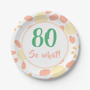 Prato De Papel Daisy Floral Engraçado Então que 80 Birthday