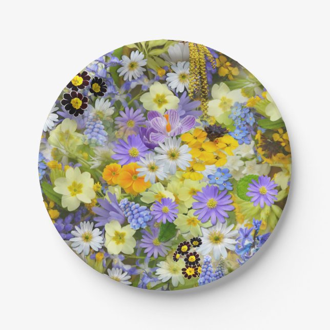 Prato De Papel Daisy ,Primrose, Daffodil Flowers (Frente)