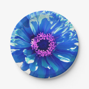 Prato De Papel Daisy zinnia dahlia floral azul Elegante