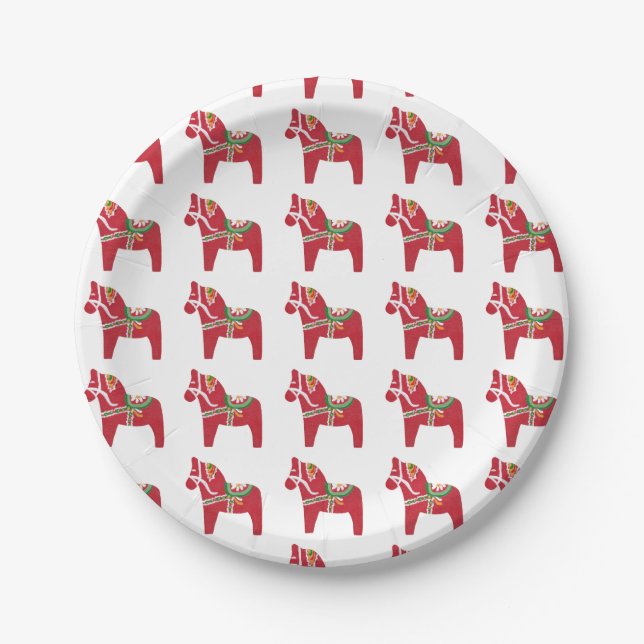 Prato De Papel Dala Horse, por Julia Persson-Morrill Paper Plate (Frente)