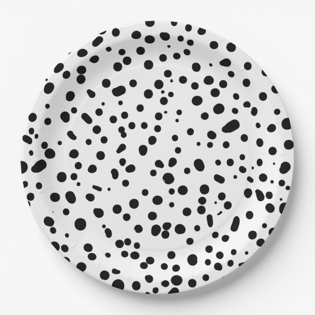 Prato De Papel Dalmatian Firefighter Black White Birthday (Frente)