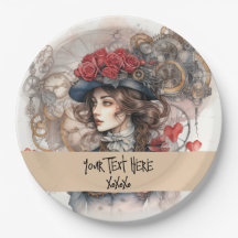 Dama em beijo de valentine steampunk aquarela