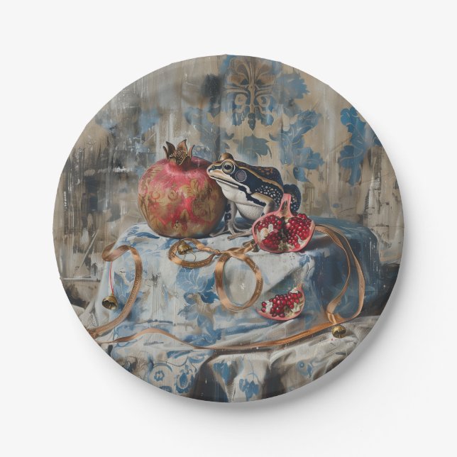 Prato De Papel Damask - Placas redondas de papel (Frente)