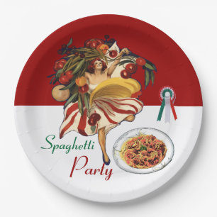 PRATO DE PAPEL DANÇA DO PARTIDO ESPAGUETE, COZINHA ITALIANA E TO