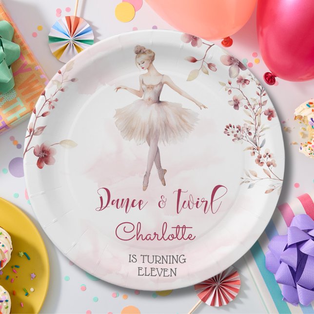 Prato De Papel Dança e aniversário de bailarina (Criador carregado)