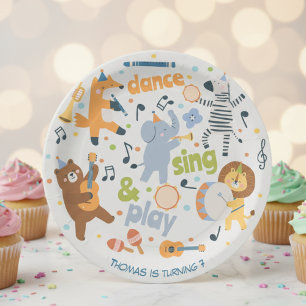 Prato De Papel Dançar cantar e brincar aniversário de crianças
