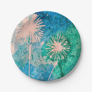Prato De Papel Dandelion abstrato aquarela pintada
