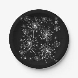 Prato De Papel Dandelion, Flores Selvagens e Abelhas de Mel