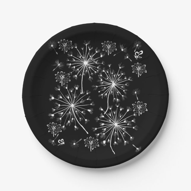 Prato De Papel Dandelion, Flores Selvagens e Abelhas de Mel (Frente)