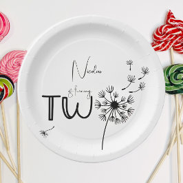 Prato De Papel Dandelion monocromático, segundo aniversário