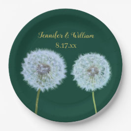 Prato De Papel Dandelions, Dandelion Clocks Green Personalizados