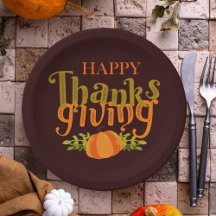 Dark Brown Happy Graças Ação Queda Pumpkin Amarelo