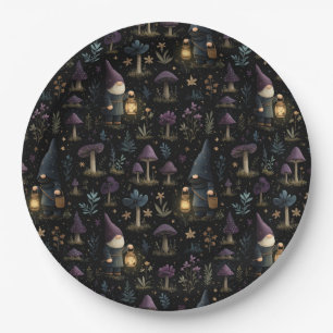 Prato De Papel Dark Fantasy Gnomo e Mushroom Pattern