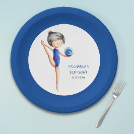 Prato De Papel Dark Hair Girl Gymnastics Birthday Party