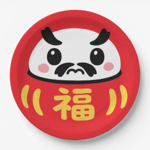 Prato De Papel Daruma Kawaii japonês