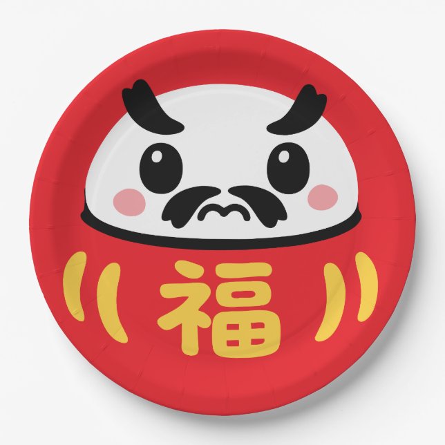 Prato De Papel Daruma Kawaii japonês (Frente)