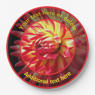 Prato De Papel Dazzling Red Dahlia Flor Partido Personalizado