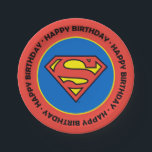 Prato De Papel DC Comics | Superman | Classic Logo<br><div class="desc">The Man of Steel leaving his mark with this vintage styled emblem from DC Comics. Featuring a colorful logo that is as iconic as the symbol of Superman! The perfect way to say happy birthday with a retro look that can be customized with your phrase or text.</div>