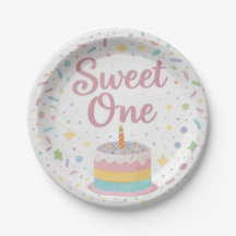 Prato de Papel de 1º Aniversário Sweet One