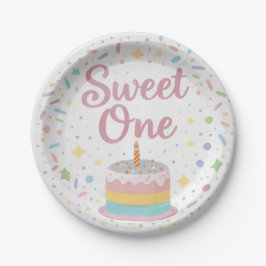 Prato de Papel de 1º Aniversário Sweet One