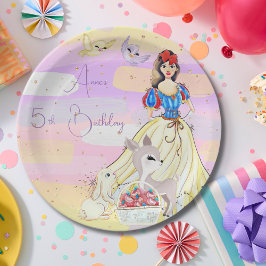 Prato de papel de aniversário da Princesa Snowy