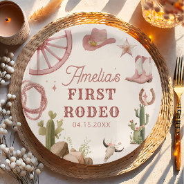 Prato de Papel de Aniversário de Rodeio de Cowgirl