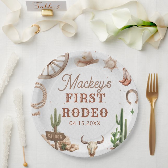 Prato de Papel de Aniversário Rodeio de Cowboy Oci (Casamento)