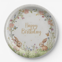 Prato de Papel de Aniversário Sweet Bunny Meadow –