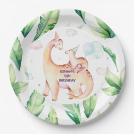 Prato de Papel de Dinossauro Personalizado