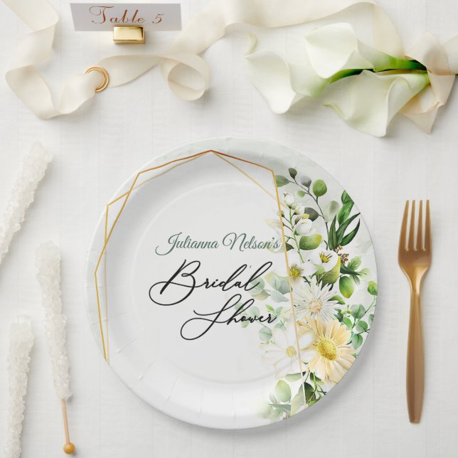 Prato de papel de eucalipto e margaridas (Casamento)