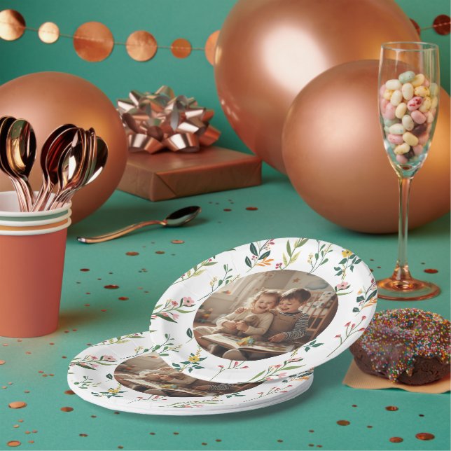 Prato de Papel de festa com design floral elegante (Múltiplo)